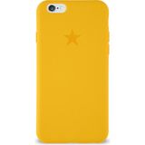 Kzy Apple iPhone 6 ile Uyumlu Kapak Yıldız Logolu Içi Kadife Lansman Silikon Kılıf - Sarı - iPhone 6S - Açık Sarı