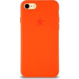 Kzy Apple iPhone 7 ile Uyumlu Kapak Yıldız Logolu Içi Kadife Lansman Silikon Kılıf - Turuncu