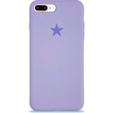 Kzy Apple iPhone 7 Plus ile Uyumlu Kapak Yıldız Logolu Içi Kadife Lansman Silikon Kılıf - Lila - iPhone 8 Plus