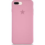 Kzy Apple iPhone 7 Plus ile Uyumlu Kapak Yıldız Logolu Içi Kadife Lansman Silikon Kılıf - Pembe - iPhone 8 Plus