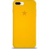 Kzy Apple iPhone 8 Plus ile Uyumlu Kapak Yıldız Logolu Içi Kadife Lansman Silikon Kılıf - Sarı - iPhone 7 Plus