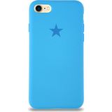 Kzy Apple iPhone Se 2020 ile Uyumlu Kapak Yıldız Logolu Içi Kadife Lansman Silikon Kılıf - Açık Mavi - iPhone SE 2022
