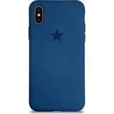 Kzy Apple iPhone x ile Uyumlu Kapak Yıldız Logolu Içi Kadife Lansman Silikon Kılıf - Lacivert