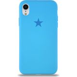 Kzy Apple iPhone Xr ile Uyumlu Kapak Yıldız Logolu Içi Kadife Lansman Silikon Kılıf - Açık Mavi