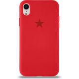 Kzy Apple iPhone Xr ile Uyumlu Kapak Yıldız Logolu Içi Kadife Lansman Silikon Kılıf - Kırmızı