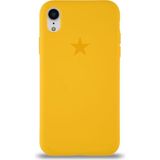 Kzy Apple iPhone Xr ile Uyumlu Kapak Yıldız Logolu Içi Kadife Lansman Silikon Kılıf - Sarı