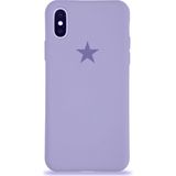 Kzy Apple iPhone Xs Max ile Uyumlu Kapak Yıldız Logolu Içi Kadife Lansman Silikon Kılıf - Lila
