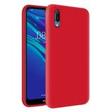 KZY Huawei Y6 2019 İçi Kadife Soft Logosuz Lansman Silikon Kılıf - Kırmızı