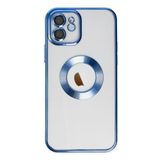 KZY İletişim Apple Iphone 11 ile uyumlu Kapak ile uyumlu Yanları Renkli Lens Korumalı Logo Gösteren Şeffaf Luxury Kılıf - Mavi