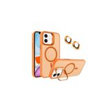 KZY İletişim Apple iPhone 11 ile Uyumlu Lens Hediyeli Kamere Korumalı Wireless Şarj Özellikli Standlı Premium Kılıf - Turuncu