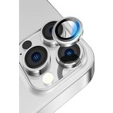 KZY İletişim Apple iPhone 11 Pro Alüminyum Alaşım Temperli Cam Kamera Lens Koruyucu - Gümüş