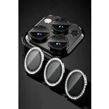 KZY İLETİŞİM Apple iPhone 11 Pro Max Taşlı Tasarım Temperli Cam Kamera Lens Koruyucu - Siyah
