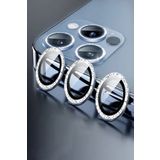 KZY İLETİŞİM Apple iPhone 11 Pro Taşlı Tasarım Temperli Cam Kamera Lens Koruyucu - Mavi