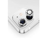 KZY İLETİŞİM Apple iPhone 11 Taşlı Tasarım Temperli Cam Kamera Lens Koruyucu - Gümüş