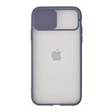 Kzy İletişim Apple iPhone 12 ile Uyumlu Kapak Lensi Açılır Kapanır Kamera Korumalı Silikon Kılıf - Mavi