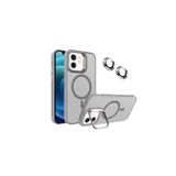 KZY İletişim Apple iPhone 12 ile Uyumlu Lens Hediyeli Kamere Korumalı Wireless Şarj Özellikli Standlı Premium Kılıf - Gri