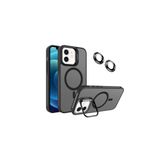 KZY İletişim Apple iPhone 12 ile Uyumlu Lens Hediyeli Kamere Korumalı Wireless Şarj Özellikli Standlı Premium Kılıf - Siyah