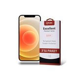 KZY İLETİŞİM Apple iPhone 12 ile uyumlu Temperli Ekran Koruyucu Kırılmaz Cam Ekonomik 3'lü Paket