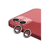 KZY İLETİŞİM Apple iPhone 12 Mini Taşlı Tasarım Temperli Cam Kamera Lens Koruyucu - Kırmızı