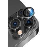 KZY İLETİŞİM Apple iPhone 12 Pro Alüminyum Alaşım Temperli Cam Kamera Lens Koruyucu - Siyah