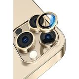 KZY İLETİŞİM Apple iPhone 12 Pro Max Alüminyum Alaşım Temperli Cam Kamera Lens Koruyucu - Gold