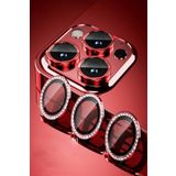 KZY İLETİŞİM Apple iPhone 12 Pro Max Taşlı Tasarım Temperli Cam Kamera Lens Koruyucu - Kırmızı