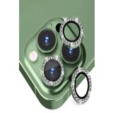 KZY İLETİŞİM Apple iPhone 12 Pro Max Taşlı Tasarım Temperli Cam Kamera Lens Koruyucu - Yeşil