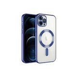 KZY İletişim Apple iPhone 13 Pro ile Uyumlu Wireless Özellikli Lens Korumalı Logo Gösteren Şeffaf Silikon Kılıf - Mavi
