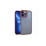 KZY İletişim Apple iPhone 13 Pro Max ile Uyumlu Kapak Metal Kamera Korumalı Arkası Şeffaf Silikon Kılıf - Kırmızı