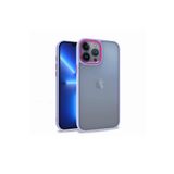 KZY İletişim Apple iPhone 13 Pro Max ile Uyumlu Kapak Metal Kamera Korumalı Arkası Şeffaf Silikon Kılıf - Lila
