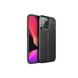 KZY İletişim-Apple iPhone 13 Pro Max ile Uyumlu Kılıf Darbe Korumalı Deri Görünümlü Silikon Arka Kapak - Siyah