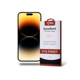 KZY İLETİŞİM Apple iPhone 14 Pro ile Uyumlu Temperli Ekran Koruyucu Kırılmaz Cam Ekonomik 3'lü Paket