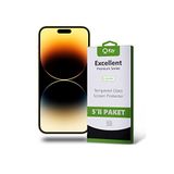 KZY İLETİŞİM Apple iPhone 14 Pro ile Uyumlu Temperli Ekran Koruyucu Kırılmaz Cam Ekonomik 5'li Paket