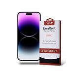KZY İLETİŞİM Apple iPhone 14 Pro Max ile Uyumlu Temperli Ekran Koruyucu Kırılmaz Cam Ekonomik 3'lü Paket