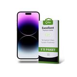 KZY İLETİŞİM Apple iPhone 14 Pro Max ile Uyumlu Temperli Ekran Koruyucu Kırılmaz Cam Ekonomik 5'li Paket
