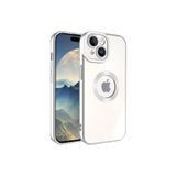 KZY İletişim Apple iPhone 15 Plus ile uyumlu Kapak ile uyumlu Yanları Renkli Lens Korumalı Logo Gösteren Luxury Silikon Kılıf - Gümüş