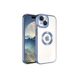 KZY İletişim Apple iPhone 15 Plus ile uyumlu Kapak ile uyumlu Yanları Renkli Lens Korumalı Logo Gösteren Luxury Silikon Kılıf - Mavi