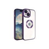 KZY İletişim Apple iPhone 15 Plus ile uyumlu Kapak ile uyumlu Yanları Renkli Lens Korumalı Logo Gösteren Luxury Silikon Kılıf - Mor