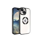 KZY İletişim Apple iPhone 15 Plus ile uyumlu Kapak ile uyumlu Yanları Renkli Lens Korumalı Logo Gösteren Luxury Silikon Kılıf - Siyah