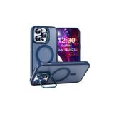 KZY İletişim Apple iPhone 15 Pro ile Uyumlu Lens Hediyeli Kamere Korumalı Wireless Şarj Özellikli Standlı Premium Kılıf - Lacivert