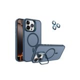 KZY İletişim Apple iPhone 16 Pro ile Uyumlu Lens Hediyeli Kamere Korumalı Wireless Şarj Özellikli Standlı Premium Kılıf - Lacivert