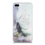 KZY İletişim Apple iPhone 8 Plus ile Uyumlu Kapak Mermer Desenli Pop Socketli Silikon Kılıf - Beyaz