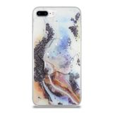 KZY İletişim Apple iPhone 8 Plus ile Uyumlu Kapak Mermer Desenli Pop Socketli Silikon Kılıf - Mor