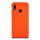 KZY İletişim Huawei P Smart 2019 ile Uyumlu Kapak ile Uyumlu İçi Kadife Lansman Silikon Kılıf - Turuncu
