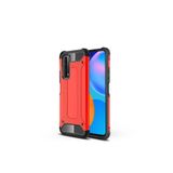 KZY İletişim-Huawei P Smart 2021 ile Uyumlu Kapak Çift Katmanlı Zırh Tank Kılıf - Kırmızı (Kırmızı)