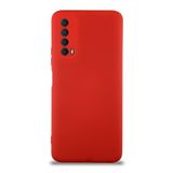 KZY İletişim Huawei P Smart 2021 ile Uyumlu Kapak İçi Kadife Kamera Korumalı Lansman Silikon Kılıf - Kırmızı
