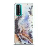 KZY İletişim Huawei P Smart 2021 ile Uyumlu Kapak Mermer Desenli Pop Socketli Silikon Kılıf - Mor