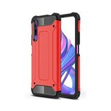 KZY İletişim-Huawei P Smart Pro 2019 ile Uyumlu Kapak Çift Katmanlı Zırh Tank Kılıf - Kırmızı (KIRMIZI)