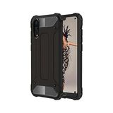 KZY İletişim-Huawei P20 ile Uyumlu Kapak Çift Katmanlı Zırh Tank Kılıf - Siyah (SİYAH)