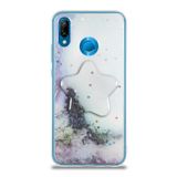 KZY İletişim Huawei P20 Lite ile Uyumlu Kapak Mermer Desenli Pop Socketli Silikon Kılıf - Beyaz